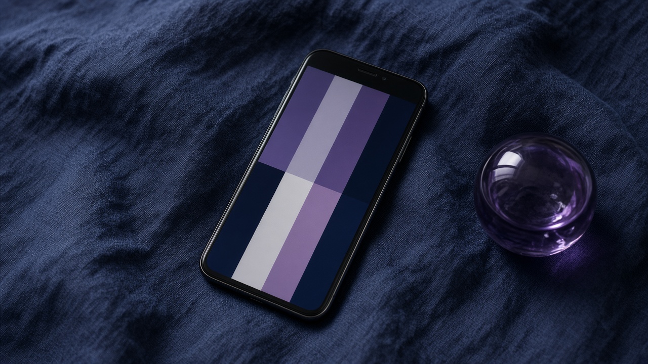 Smartphone mit einer abstrakten Farbfläche